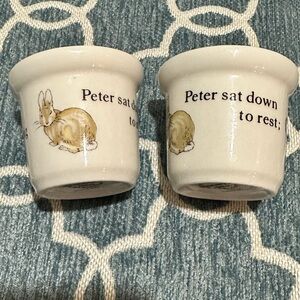 Peter Rabbit 2 egg cups Beatrix Potter Wedgwood Made in England Vintage 90’s EUC